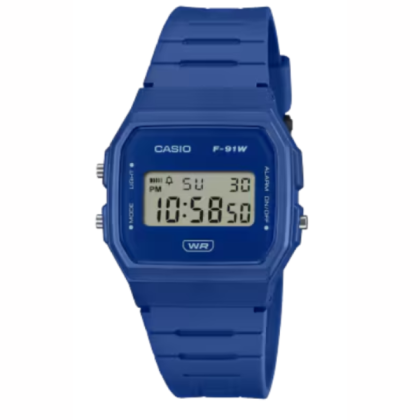 Casio General F-91WB-2A1 Blue Resin Band Unisex Watch 